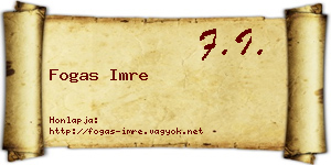 Fogas Imre névjegykártya